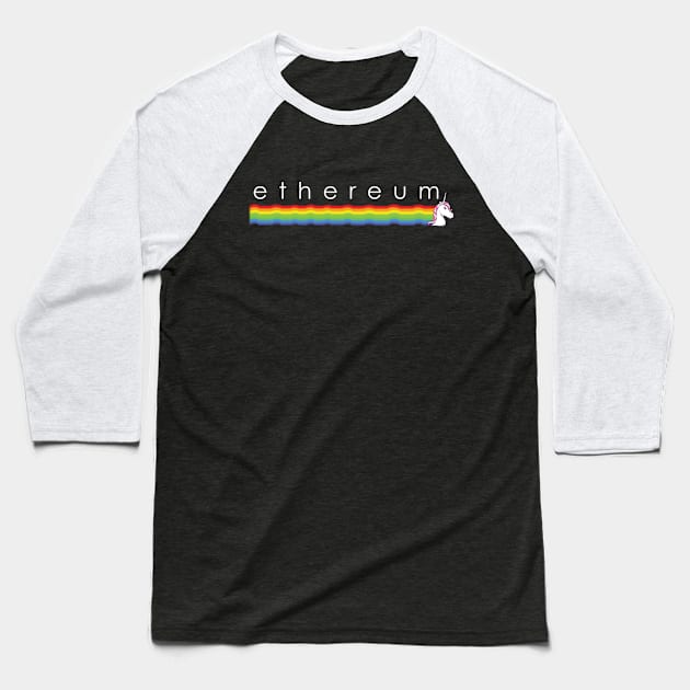 Ethereum Unicorn Rainbow Baseball T-Shirt by mangobanana